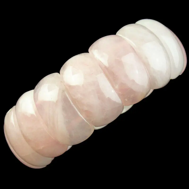 

25x13x8mm Natural Rose Quartzs Oblong Stretchy Bracelet 7.5 Inch SL258