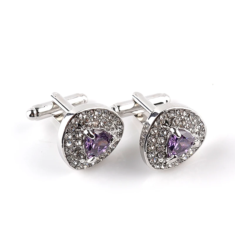 

Luxury Cufflinks For Mens And Women Zircon Black Purple White Crystal Fashion Brand Cuff High Quality