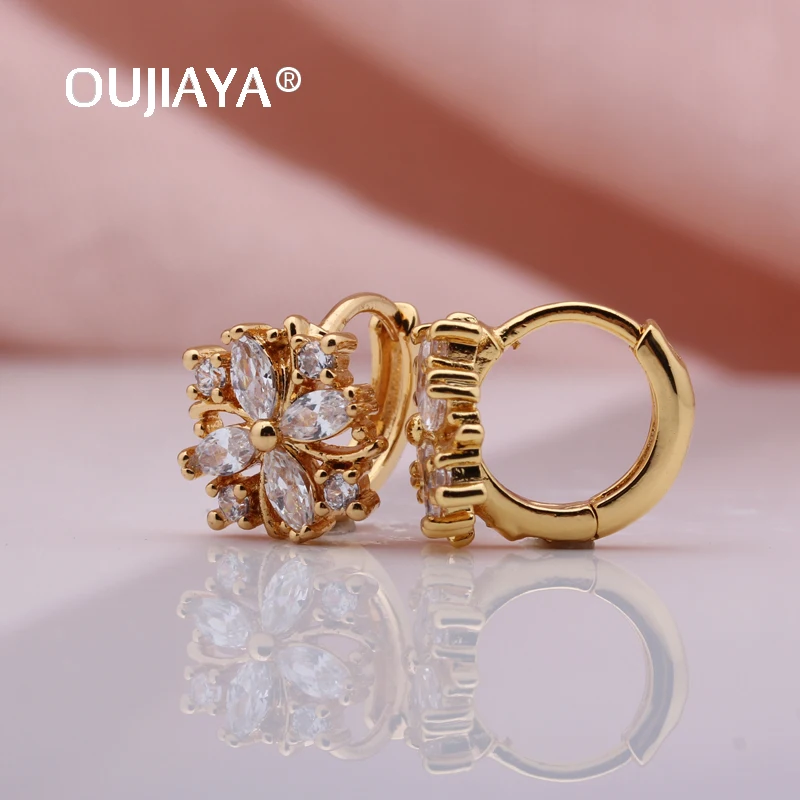 OUJIAYA новые свадебные серьги с белым цветком женские золотые капли натуральный