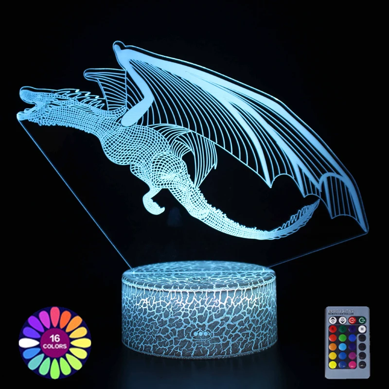 Светодиодная настольная лампа 3D ночники с динозавром украшение для детской