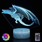 Светодиодный настольная лампа 3D динозавр ночные светильники для детей Спальня украшения сенсорный пульт дистанционного управления Управление настольная лампа творческие подарки