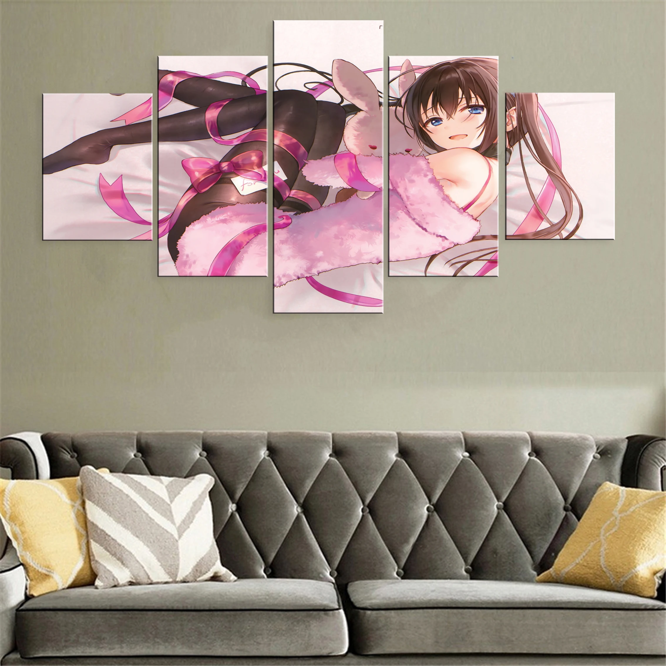 

Anime Cute Girl 5 Piece Canvas Painting Poster Framework Wall Artwork Decor Decoration Picture For Bedroom Home Printed