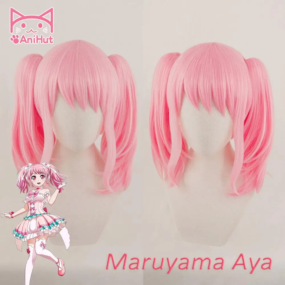 

[Anihut】maruyama Aya Wig Game BanG Dream! Парик для косплея розовые женские синтетические волосы Аниме бандори для косплея МАРУЯМА Ая костюм
