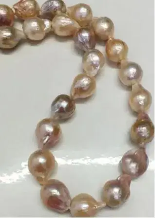 

Long 18" 11-12mm Real Natural South Sea Baroque Lavender Akoya Pearl Necklace
