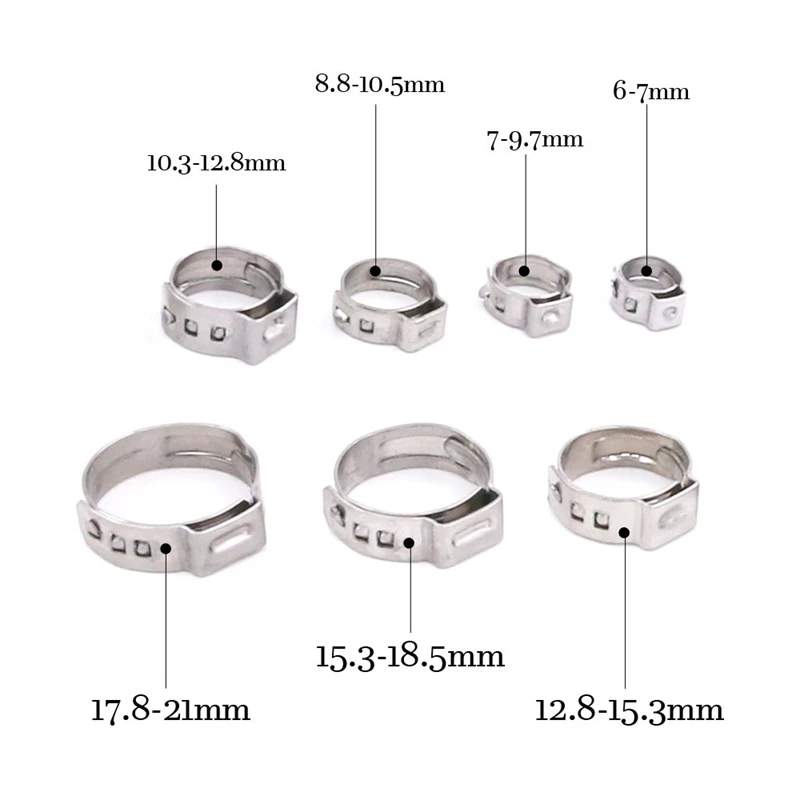 70Pcs/Set Single Ear Crimping Hose Clamp Clamps Fuel Assortment For Hydraulic 5.8-21Mm | Обустройство дома