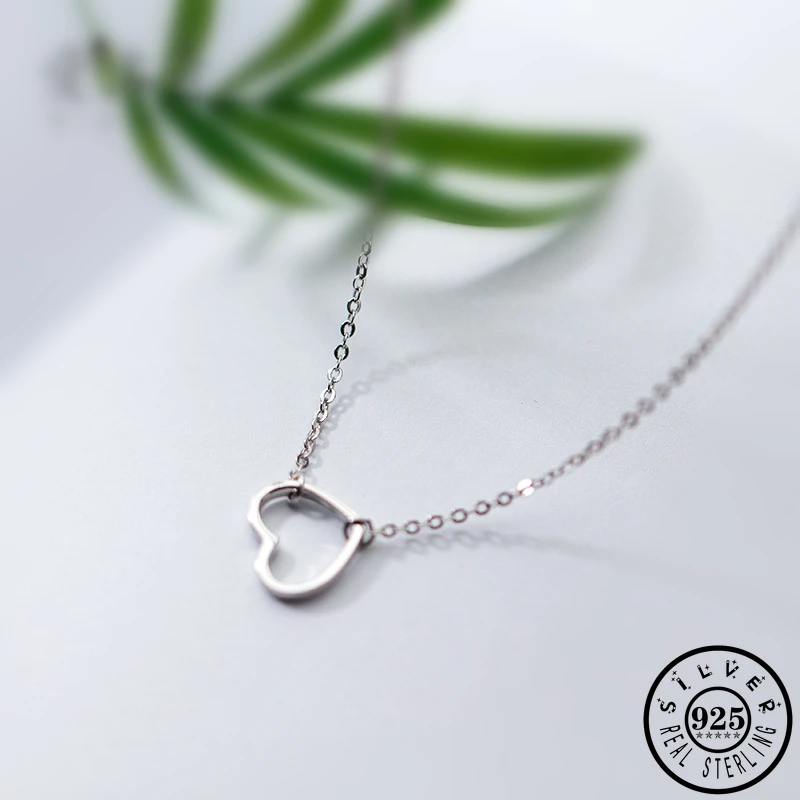 Розовое золото Цвет покрытием полый кулон сердце 925 серебро цепочка колье для