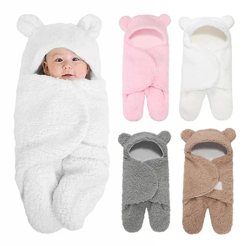Newborn Baby Sleeping Bags Autumn Winter Swaddle Blanket Wrap Cute Sleeping Bags Envelope Solid Baby Bedding 0-3 Month Dropship 1