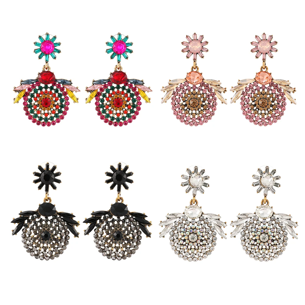 

Ztech Round Metal With Colorful Crystal Drop Dangle Earrings For Women Girls luxury Designer Gothic Accessories wholesale