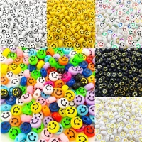 100pcslot 10mm oval shape acrylic spaced beads smile face beads for jewelry making diy charms bracelet necklace findings