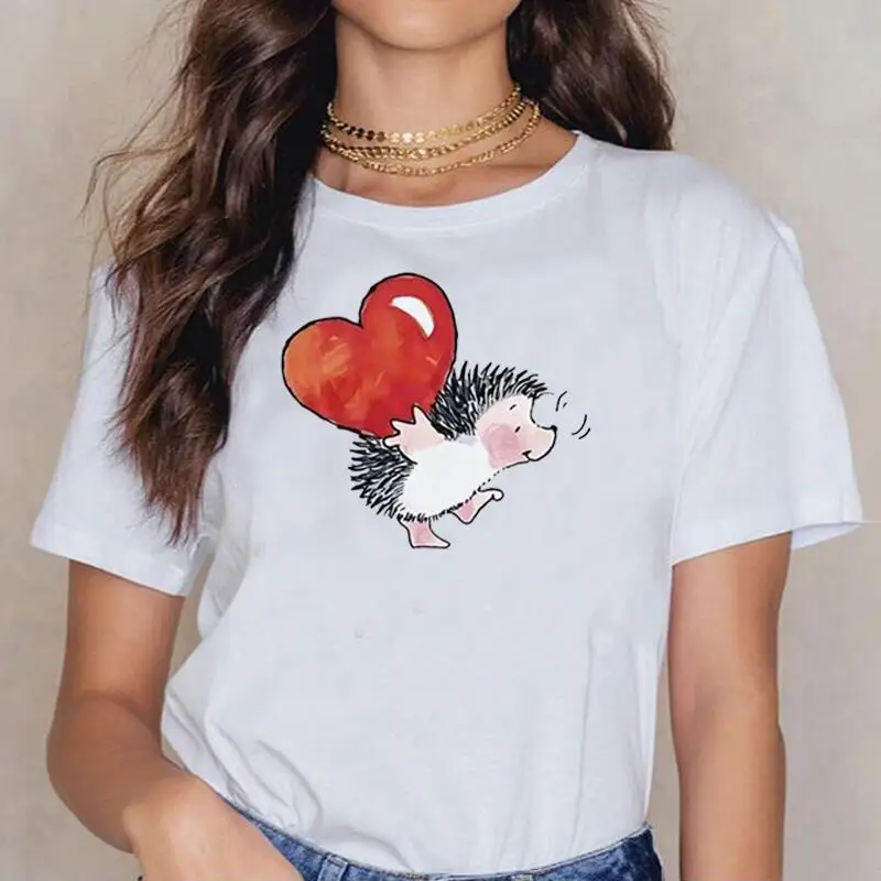 

Модная футболка с мультяшным принтом, Женская хлопковая Повседневная футболка, рубашка в стиле Харадзюку, летняя футболка с коротким рукав...