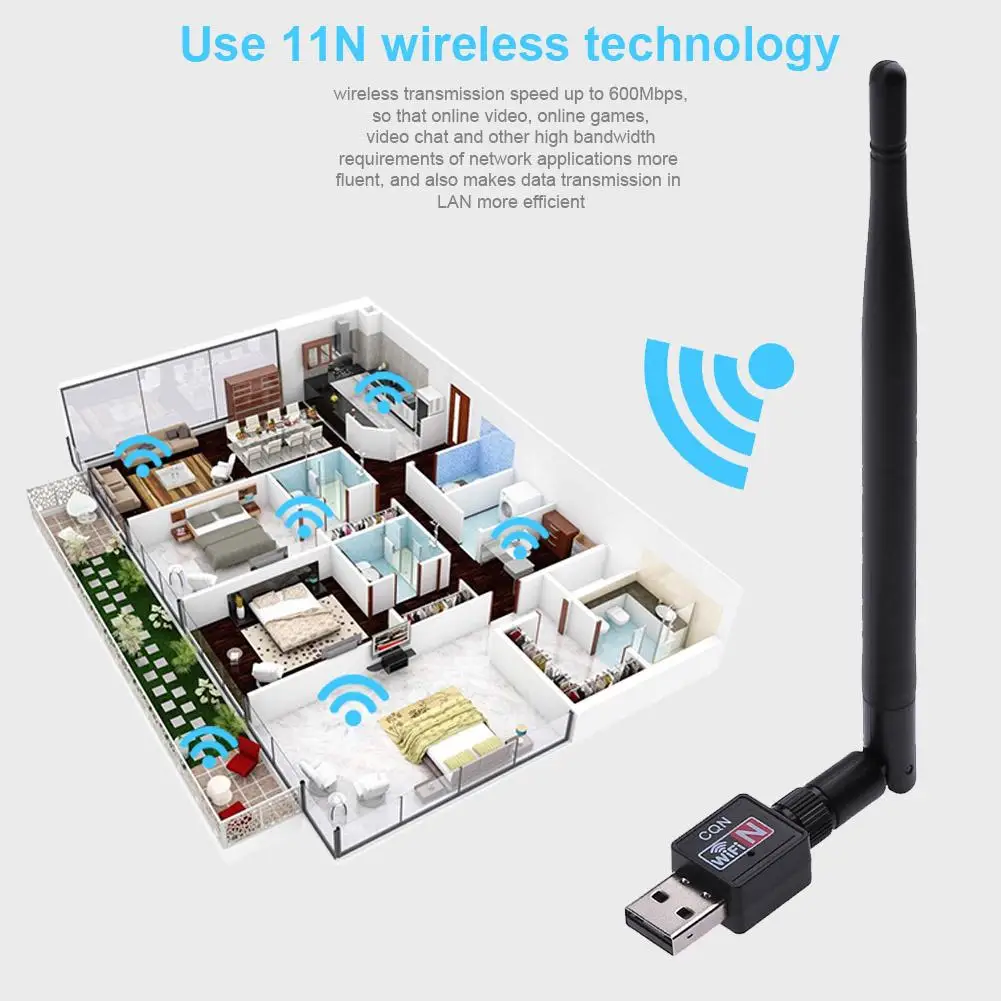 Wi Fi адаптер 600 м USB 2 0 Wifi роутер беспроводной сетевая LAN карта с антенной 5 дБи для