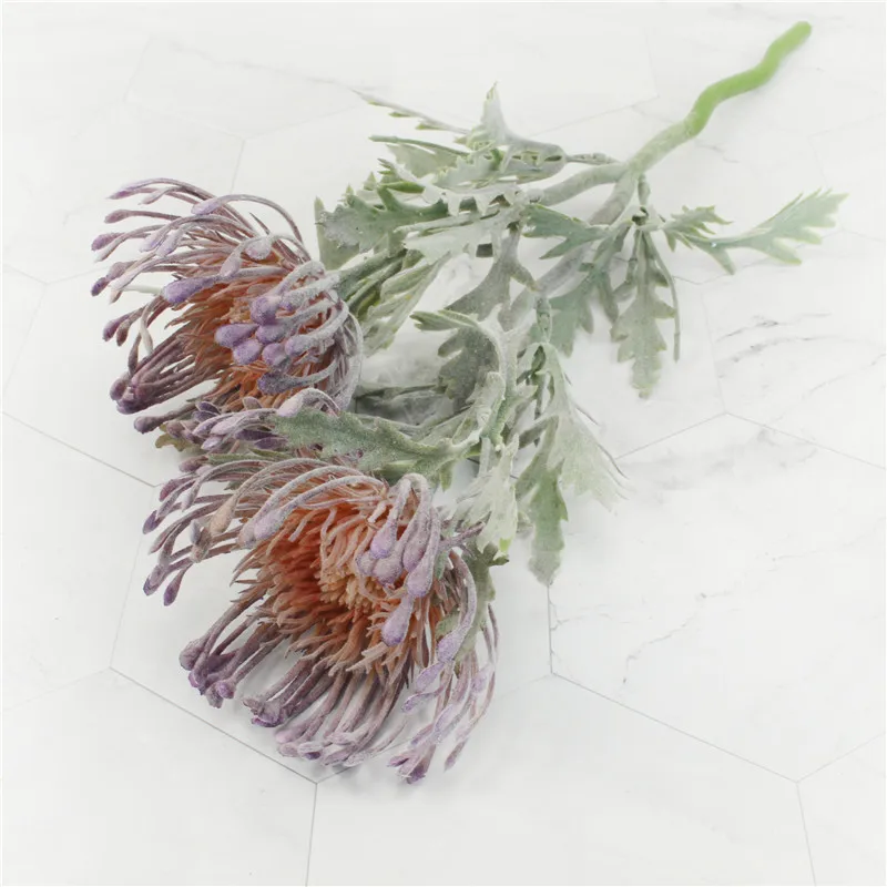 

YO CHO Флокированные искусственные цветы Leucospermum белые