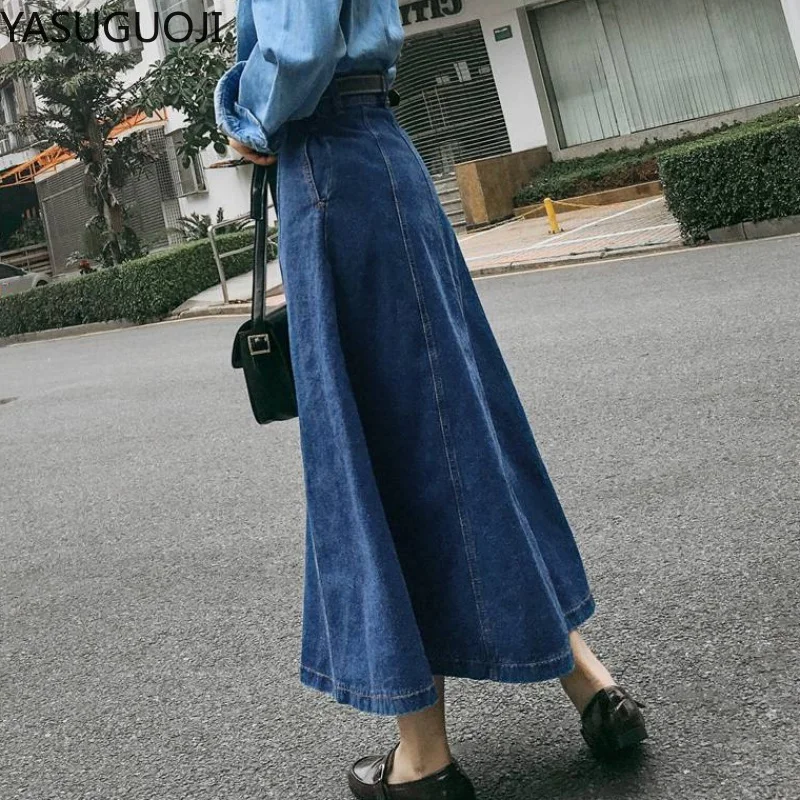 YASUGUOJI Fashion Vintage Jeans Skirt 