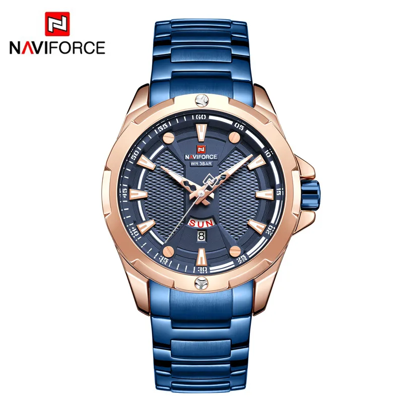 NA916101 without box NAVIFORCE мужские наручные часы водонепроницаемые мужские часы армейские Бизнес Календарь Неделя из нержавеющей стали спортивные, военные кварцевые мужские часы 9161 - Цвет: NA916101 without box