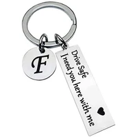 fashion stainless steel keychain initials lettering boyfriend husband key chain birthday chritsmas fathers day gifts jewelry