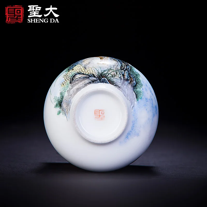 

Tea cup Jingdezhen ceramic hand painted famille rose individual cup handmade tea set Kung Fu tea cup