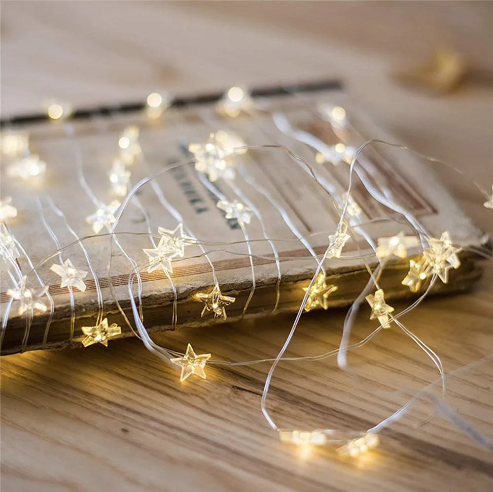 10Pcs/lot Waterproof christmas lights 2M 3M 5M Copper Wire Star LED String Lights Holiday Lights For Party Wedding New Year