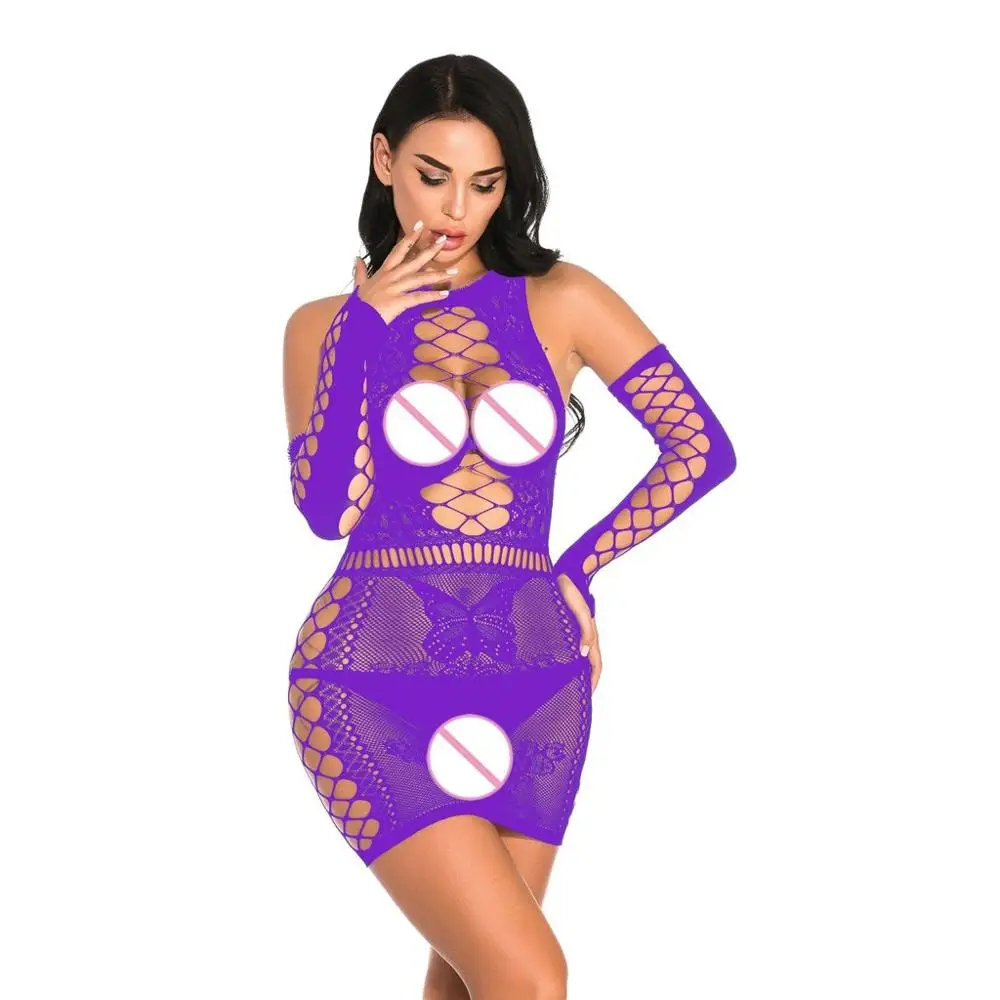 Женское модное сексуальное нижнее белье в сеточку с открытой спиной ночная