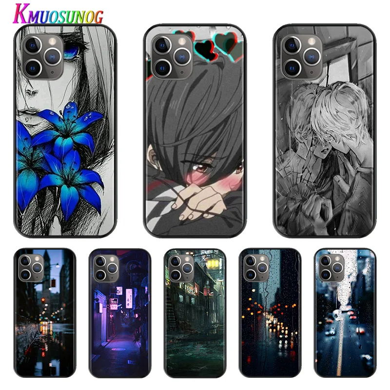 

Sad Night Rain Street For Apple iPhone 12 11 XS Pro Max Mini XR X 8 7 6 6S Plus 5 SE 2020 Phone Case