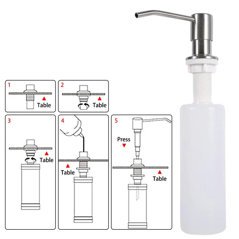 Диспенсер для мыла из нержавеющей стали 300 мл кухонная раковина ручная бутылка