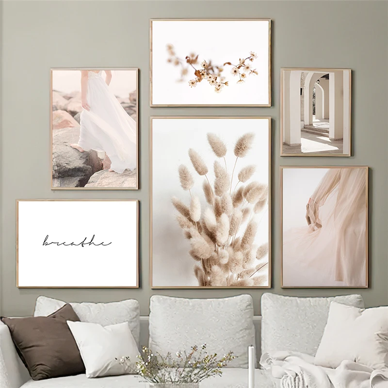 

Nordic Flower Canvas Painting Scandinavian Wall Art Figure Grass Poster and Print Modern Art Picture Home Decor for Living Room