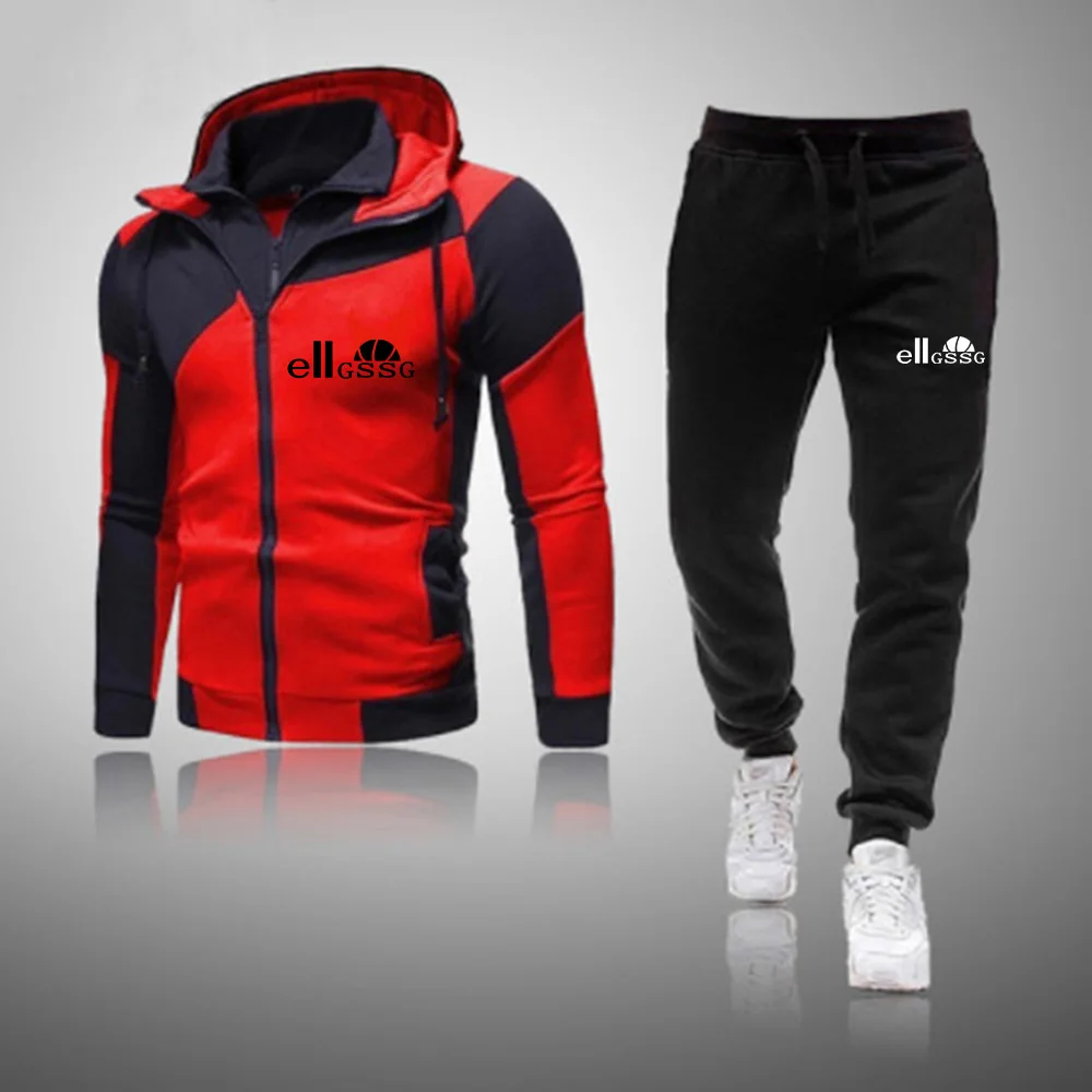 

Men Sports Jacket Autumn Winter Jacket Double Zipper Suit Fleece Men Fitness Workout Leggings Men Brand Clothing