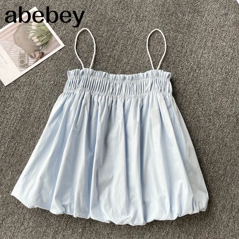 

Sweet Strap Tops Korean Women Backless Short Vest Summer Fashion Solid Camisole Y2K New Style