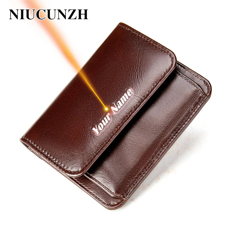 Мужской кожаный кошелек NIUCUNZHU Винтажный тонкий для карт бумажники из натуральной