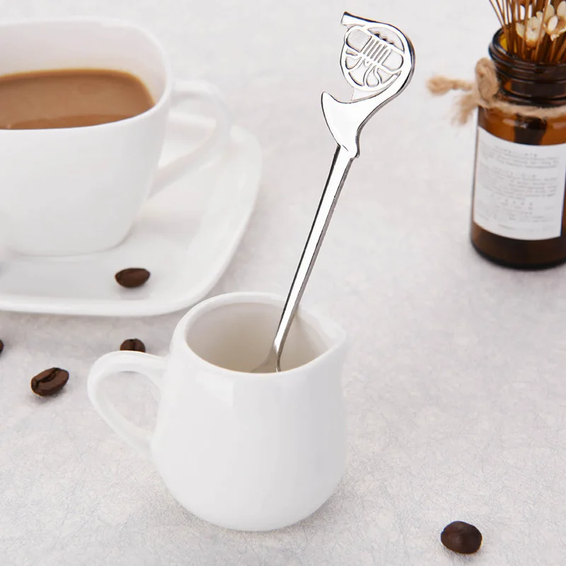 

Creative Tainles Steel Spoon Ice Cream Soda Western Musical Note Symbol Spoon Christmas Gift Kitchen Accessorie Tableware Decor