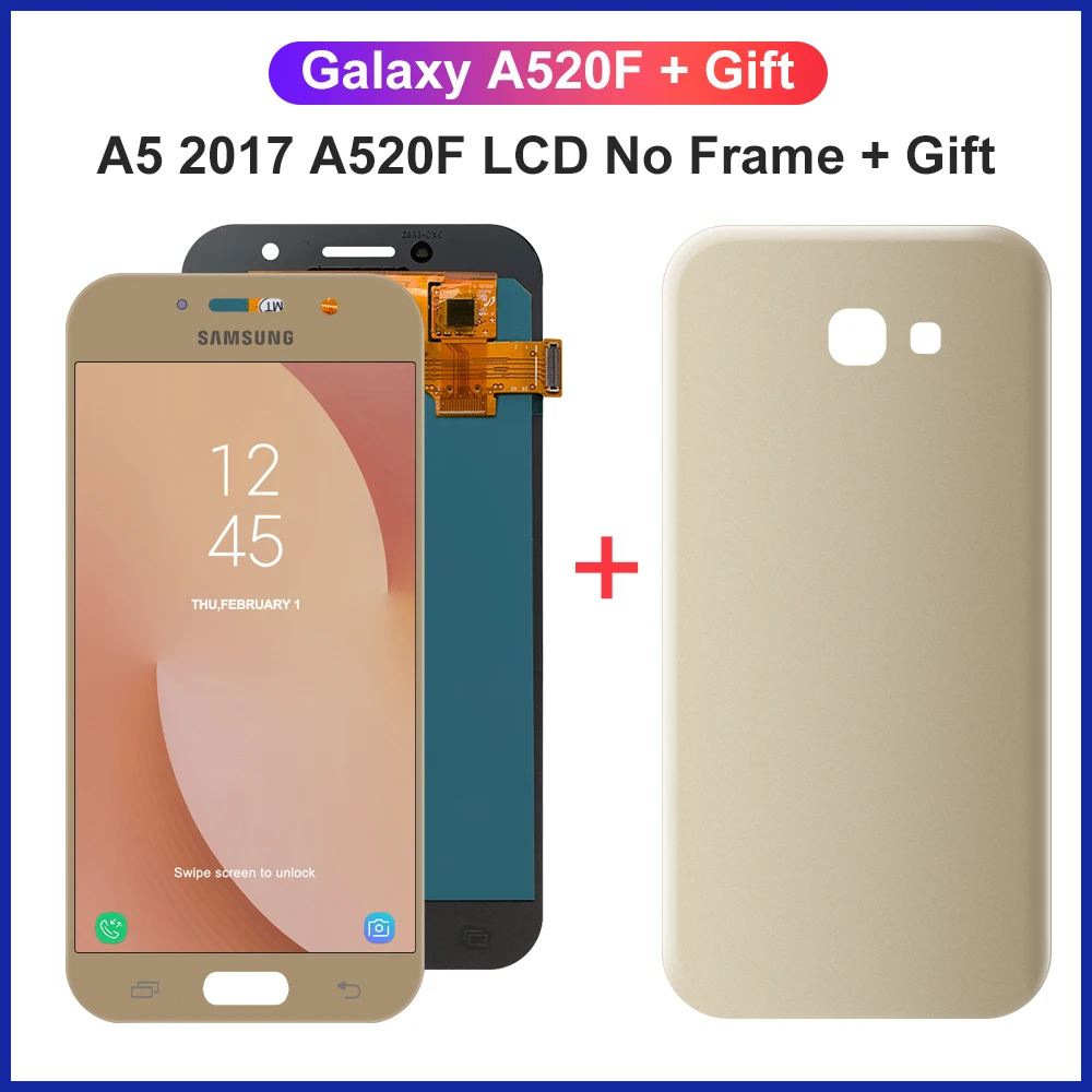 Super AMOLED For Samsung Galaxy A5 2017 A520 Display Touch Screen Digitizer Assembly+Battery Cover for A520F A520K LCD | Мобильные