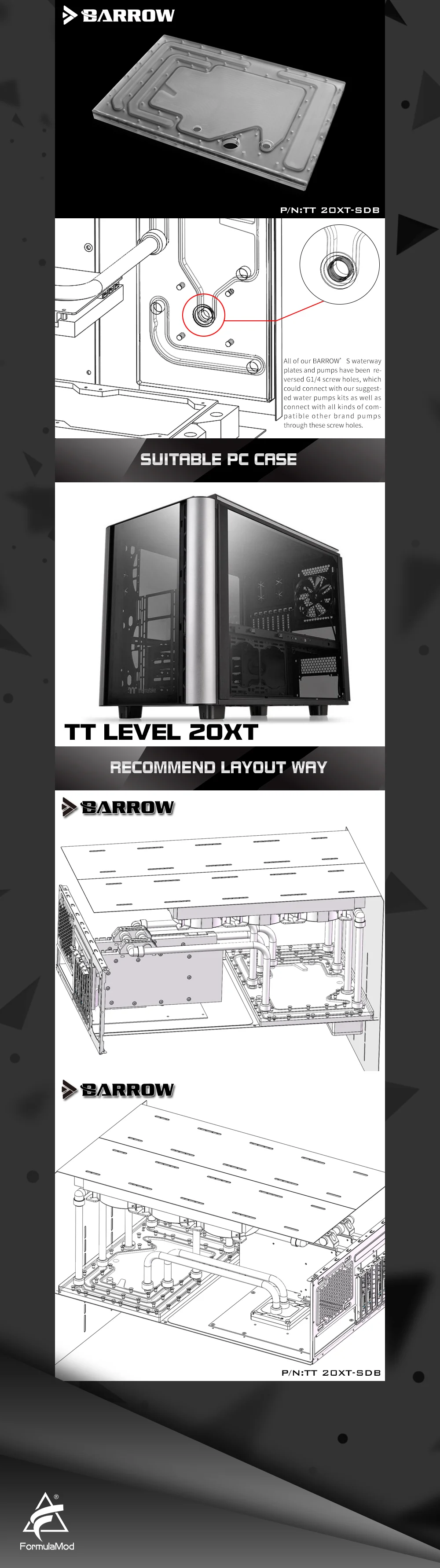 Курган TT20XT-SDB, водные доски для TT уровень 20 XT чехол, для Intel cpu водоблок и один/двойной GPU корпус