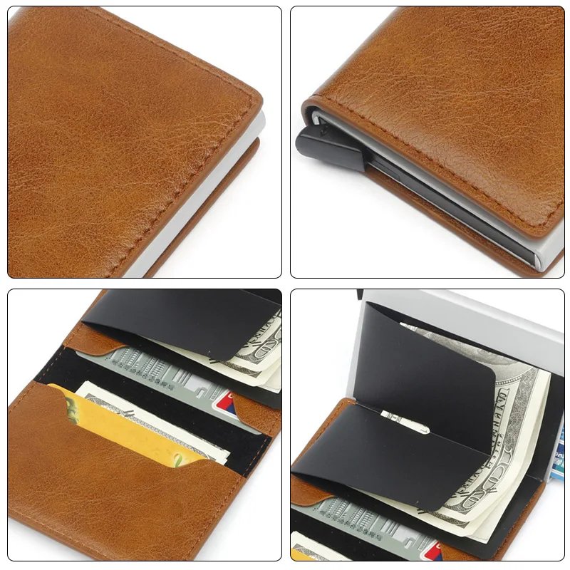 Бизнес Rfid держатель для карт мужские кошельки сумка для денег Мужской винтажный короткий кошелек маленькие кожаные тонкие бумажники для мужчин мини кошелек Тонкий