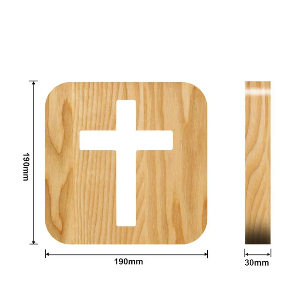 

1 Pcs Night Light Desktop 3D Wooden Cross USB LED Night Light Table Lamp Wood Lamp Home Decoration Gift