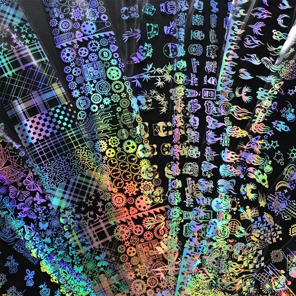 4*100cm/Roll new Holographic Nail Foil Flame Dandelion Art Transfer Sticker Water Slide Decals | Красота и здоровье