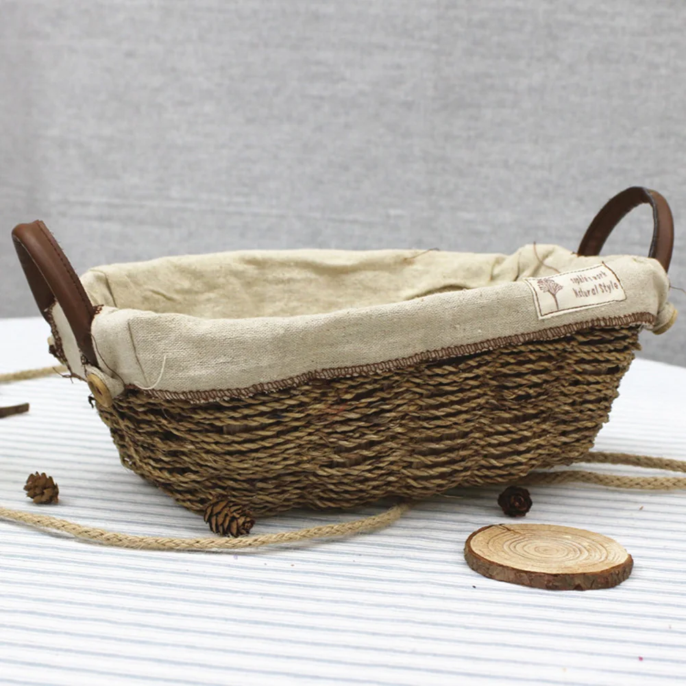 Плетеная корзина для цветов с двумя боковыми ручкой и Премиум Ткань из льна