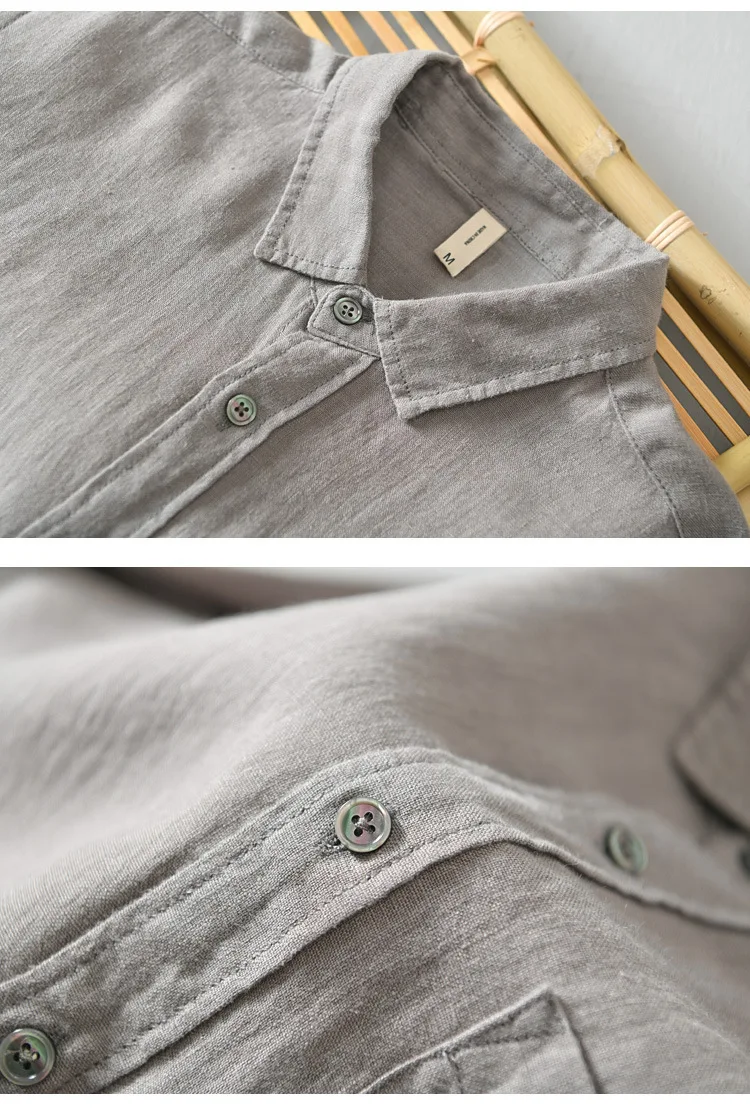 

New arrival solid brand linen shirt men fashion casual green shirts for men pure flax shirt mens comfortable shirts male chemise