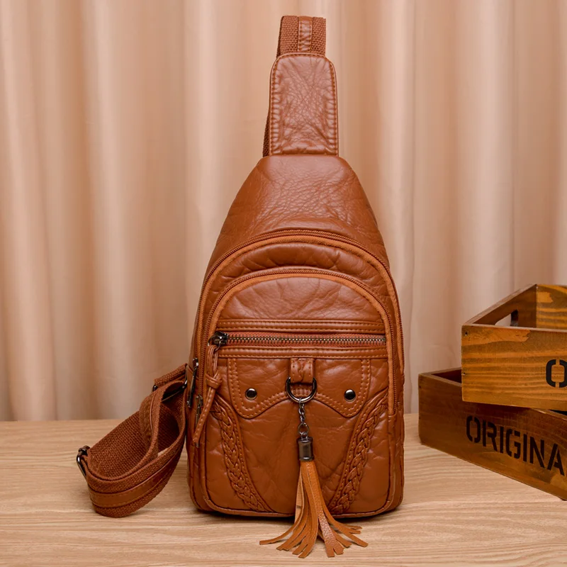 

Bags for Women Newly Women Chest Pack Female Sling Bags Crossbody Waterproof Shoulder Chest Bag Casual Pu Leather Messenger Pack