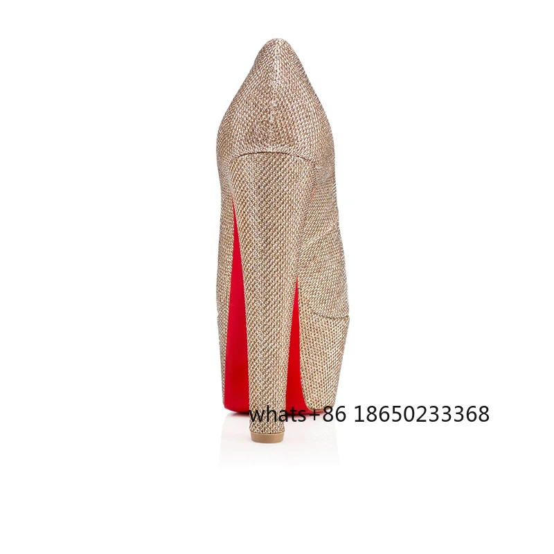 

Ladies Mules Luxury Pumps Sexy Platform Clear Women High Heels 8 10 12 16cm Black Red Bottom Sandals Wedding Party Dress Shoes