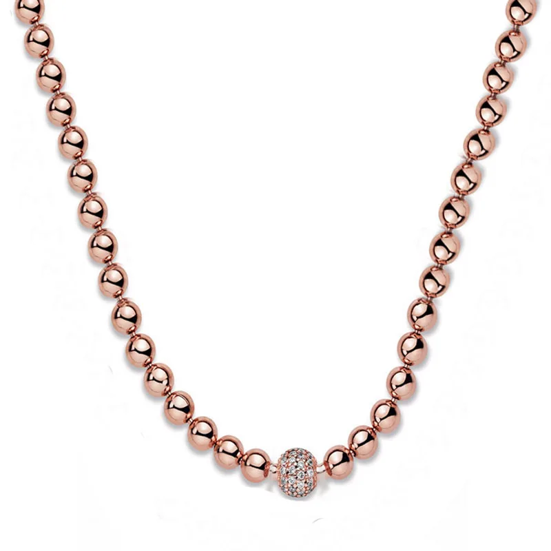 

Real Me Link Snake Chain Chunky Infinite Knot Rose Bead Sliding Necklace Fashion Bead Charm DIY Jewelry