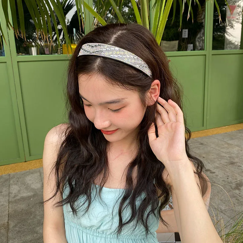 

Full Rhinestone Resin Broad-brimmed Headbands Fashion Hair Accessories Women Rhinestone Tooth Wash Hairband Cute Hair Hoop New