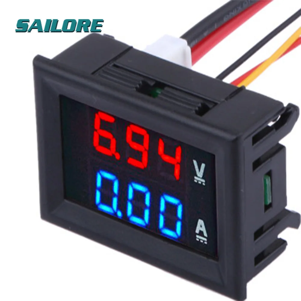 

10pcs 0.56" Blue+Red Dual LED Display Mini Digital Voltmeter Ammeter DC 100V 10A Panel Amp Volt Current Meter Tester With Lines