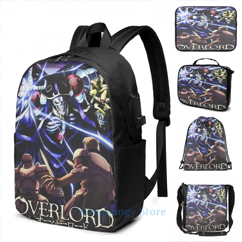 Забавный графический принт Оверлорд (7) USB заряд рюкзак школьные сумки Для женщин