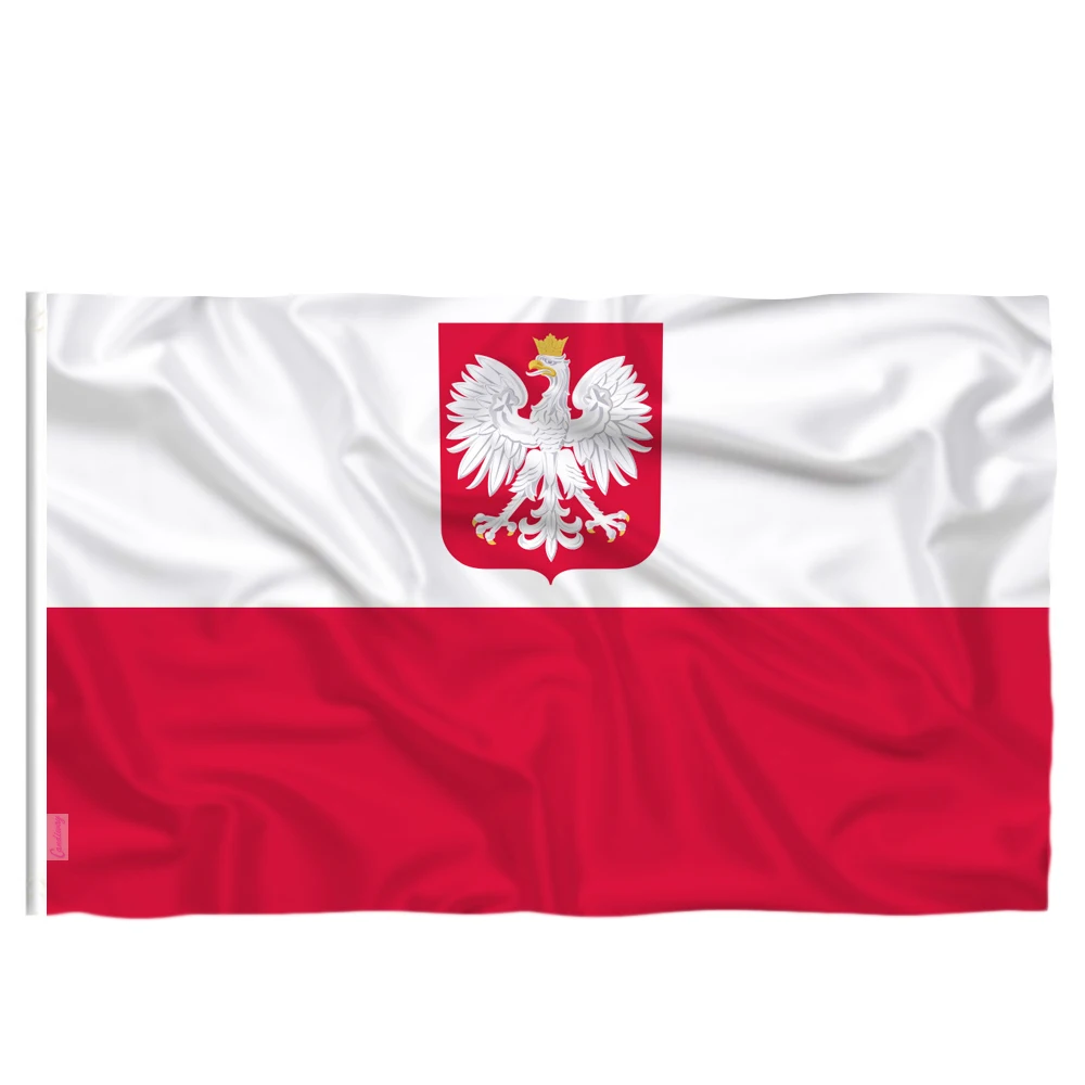 Candiway The Republic Of Poland Eagle  flag polish flags white red EU Indoor Outdoor 90*150cm Poland flags Home Decoration