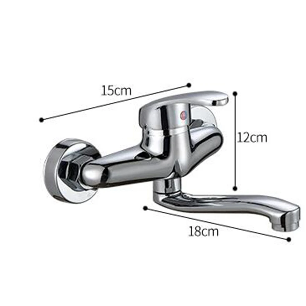 Медный смеситель для раковины хромированный настенный кран горячей и холодной