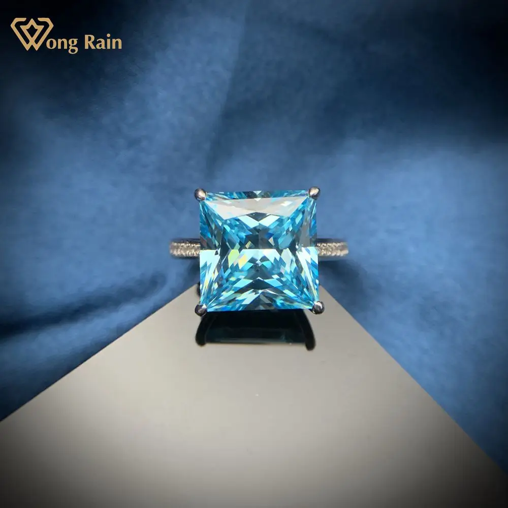 

Wong Rain, 100% Стерлинговое Серебро 925 пробы, принцесса, аквамарин, драгоценный камень, для свадебной вечеринки, Винтажное кольцо для женщин, ювел...