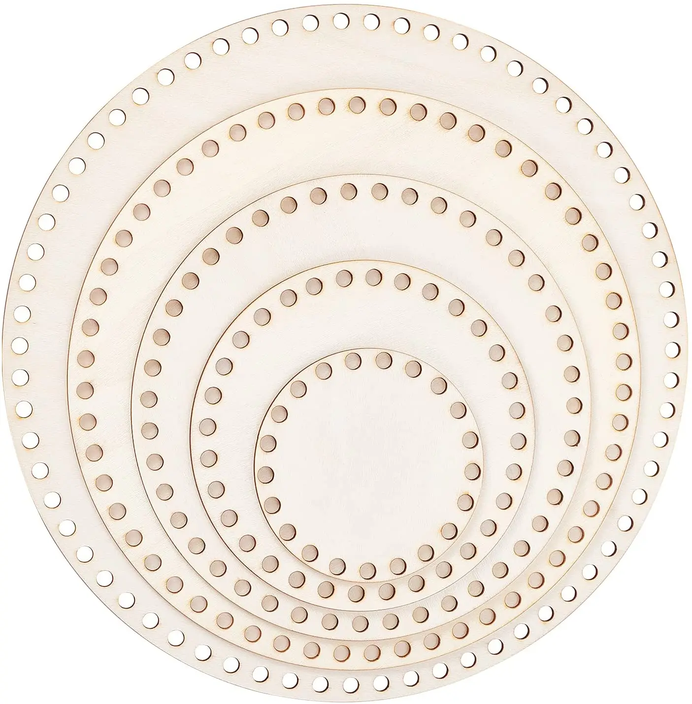 

5 шт., круглые деревянные корзины для вязания крючком, 10/15/20/25/30 см (3,9/5,9/7,9/9,9/11,9 ")