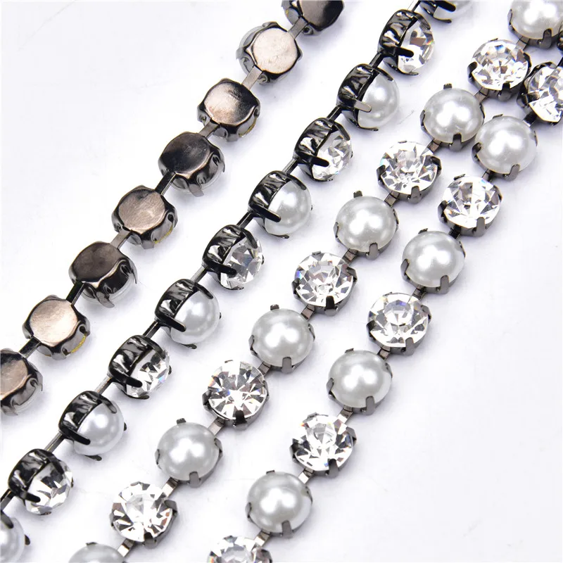 8 мм Жемчуг прозрачного хрусталя покрытие Кубок цепи пистолет База Стразы