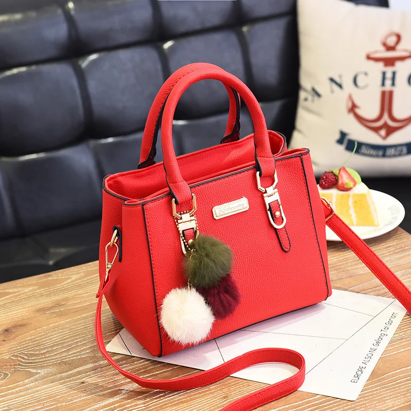 

Women Beading Pendant Handbag Embossed Shoulder Bag Quality Leather Female Top-handle Bag Casual Tote Bag Ladies' Messenger Bag