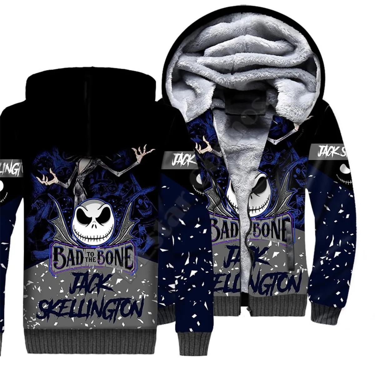 

The Nightmare Before Christmas 3D printed zipper Hoodies Men Women Winter Warm double plus velvet jacket cosplay costumes 10