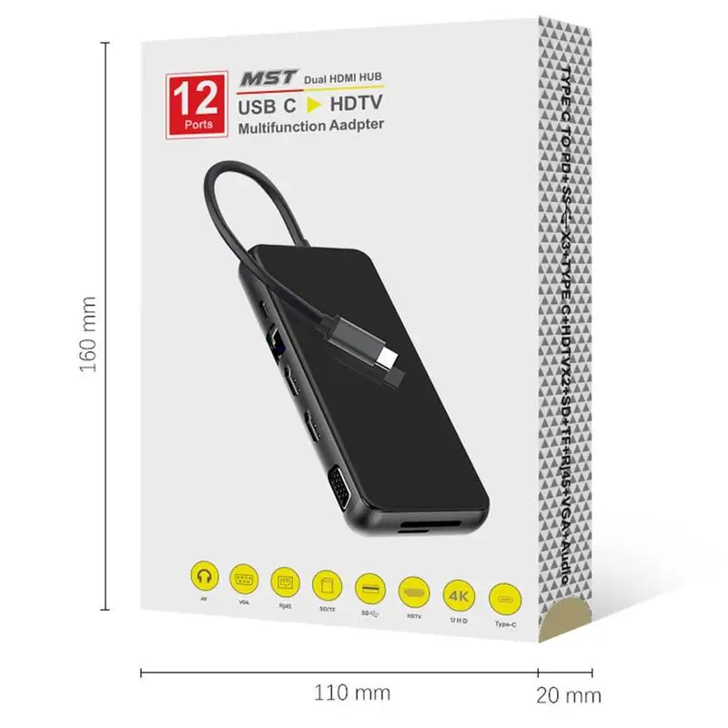 адаптер usb c 12 в 1 1 шт док станция type c